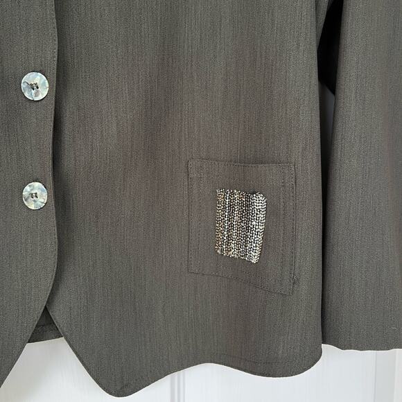 Vintage Nino Wong Muted Green Button Up Jacket with Pocket Embellishment | Large - Picture 2 of 6